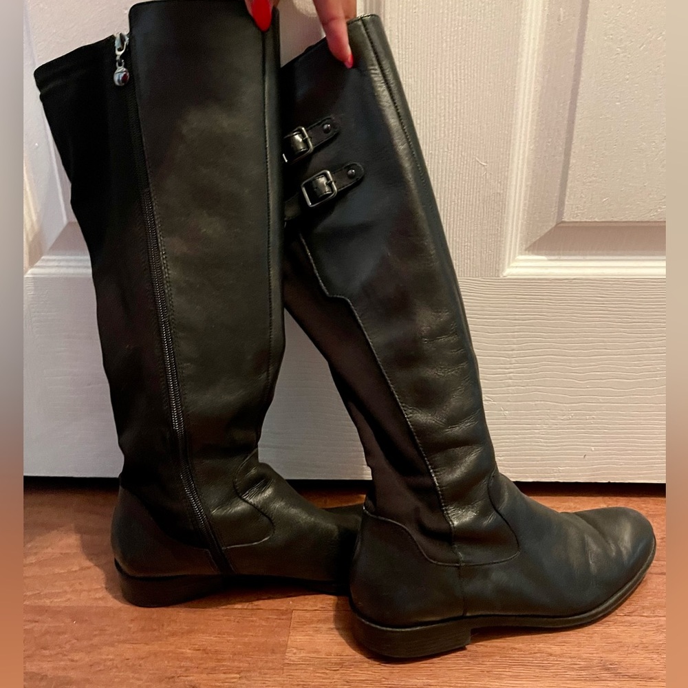 Leather knee high boots